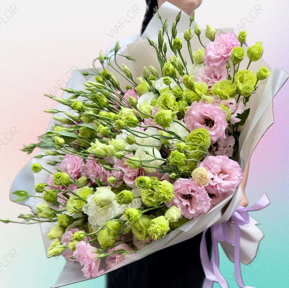 Эустома розово-белый Микс заказать | VIAFLOR